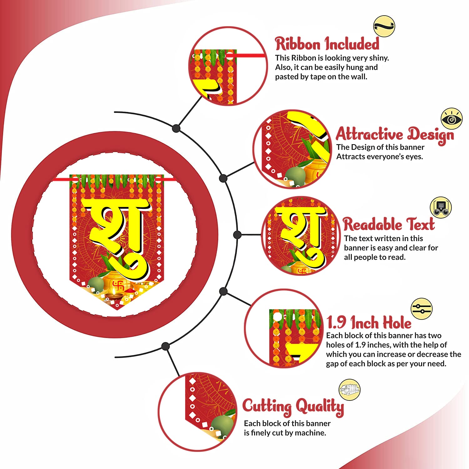 Zyozique Annaprasanam Photo Booth Props With Annaprasanam Paper Banner Hindi Font Shubh Annaprashan Yellow & Red Color Font/Rice